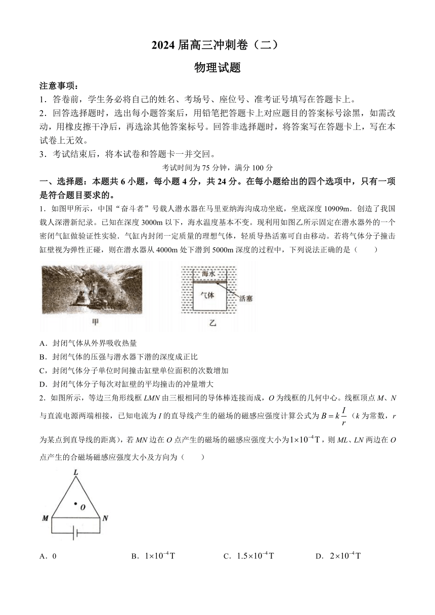 湖南省娄底市2023-2024学年高三下学期5月月考物理试题 （解析版）