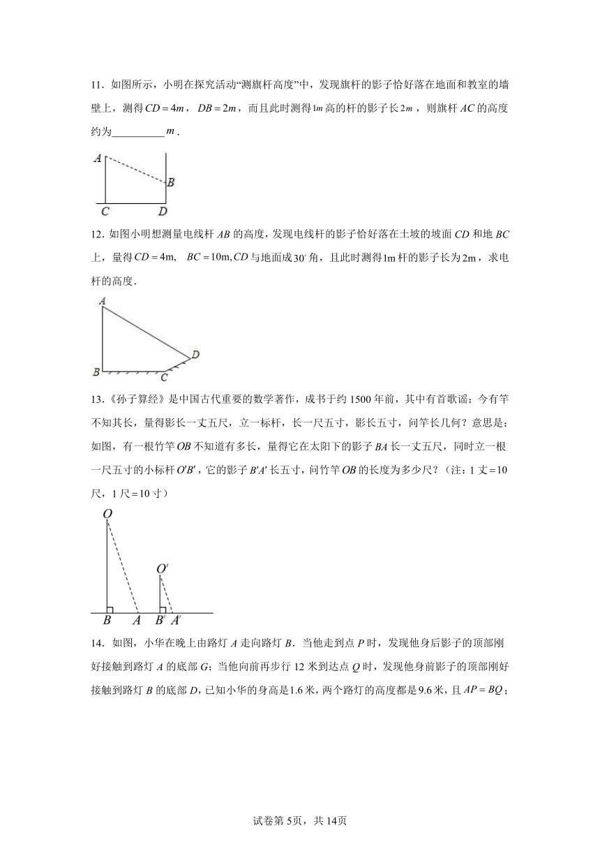第6章图形的相似专题05相似三角形的应用综合 题型专练 （含解析）数学苏科版九年级下册