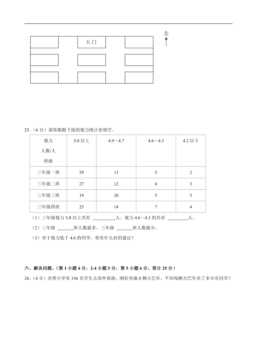2023-2024学年湖南省衡阳市衡阳县三年级（下）期中数学试卷（含答案）