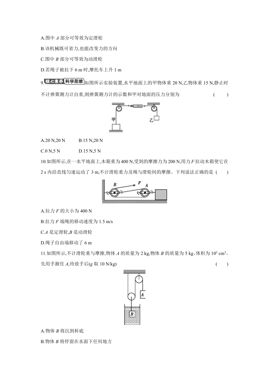 10.2 滑轮及其应用（巩固训练）（有答案） 沪科版物理八年级全一册