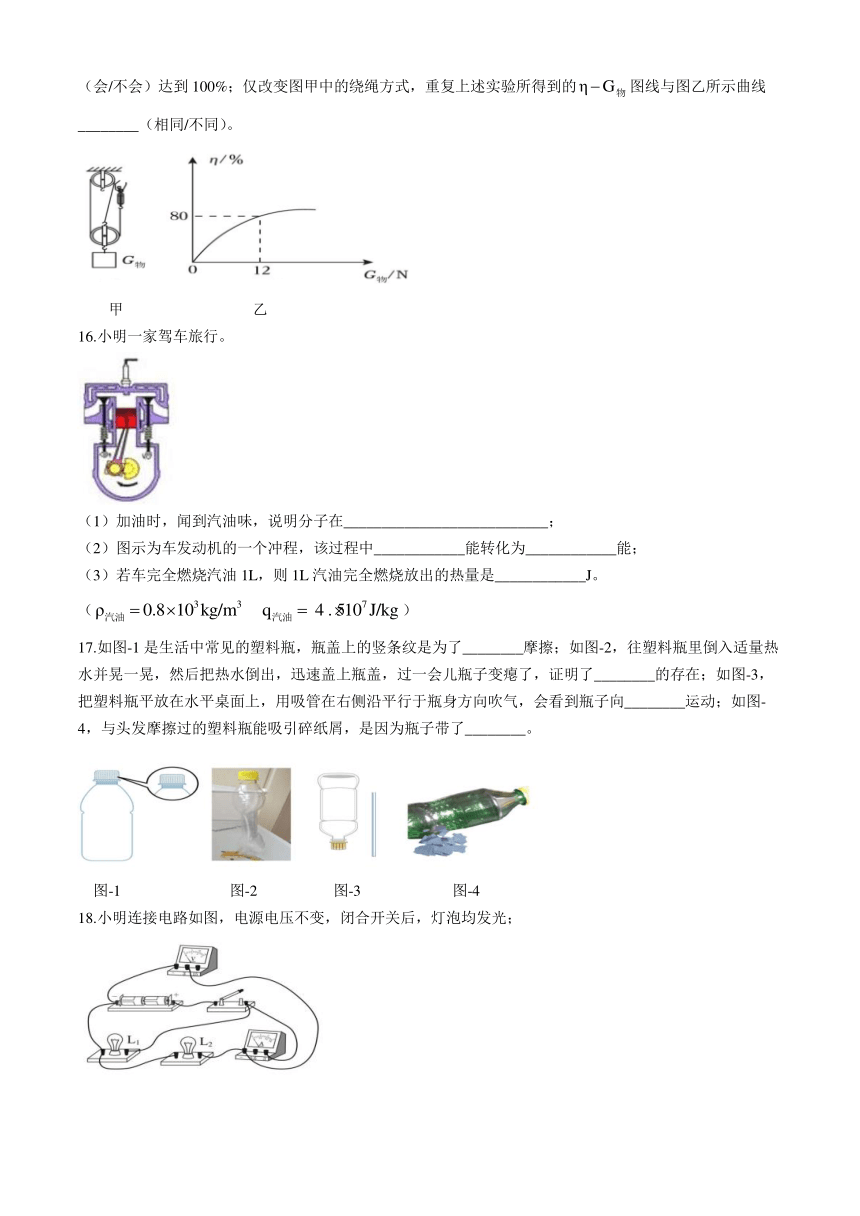 2024年江苏省宿迁市沭阳县城区部分学校中考二模物理试题(含答案)