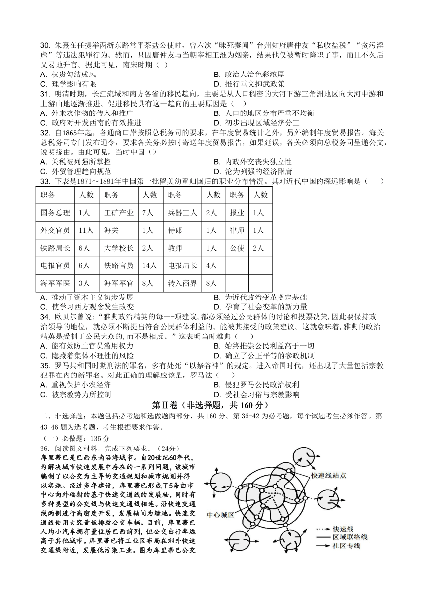 2024届四川省雅安市神州天立学校高三下学期高考冲刺考试文科综合试题（四）（含答案）