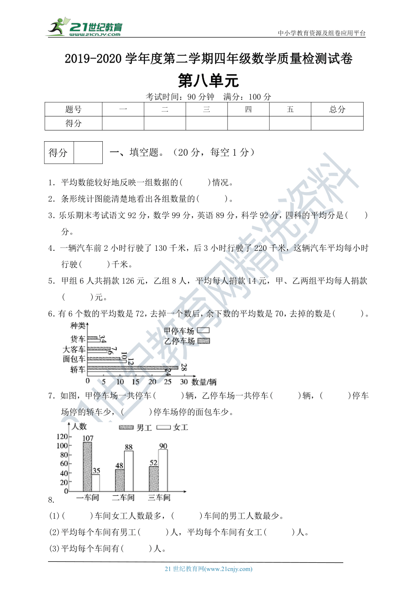 人教版四年级数学下册第八单元质量检测试卷2（有答案）