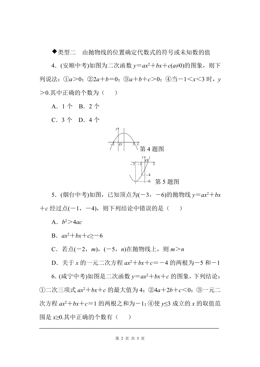 沪科版数学九上期末复习——解题技巧专题：解决抛物线中与系数a，b，c有关的问题（含答案）