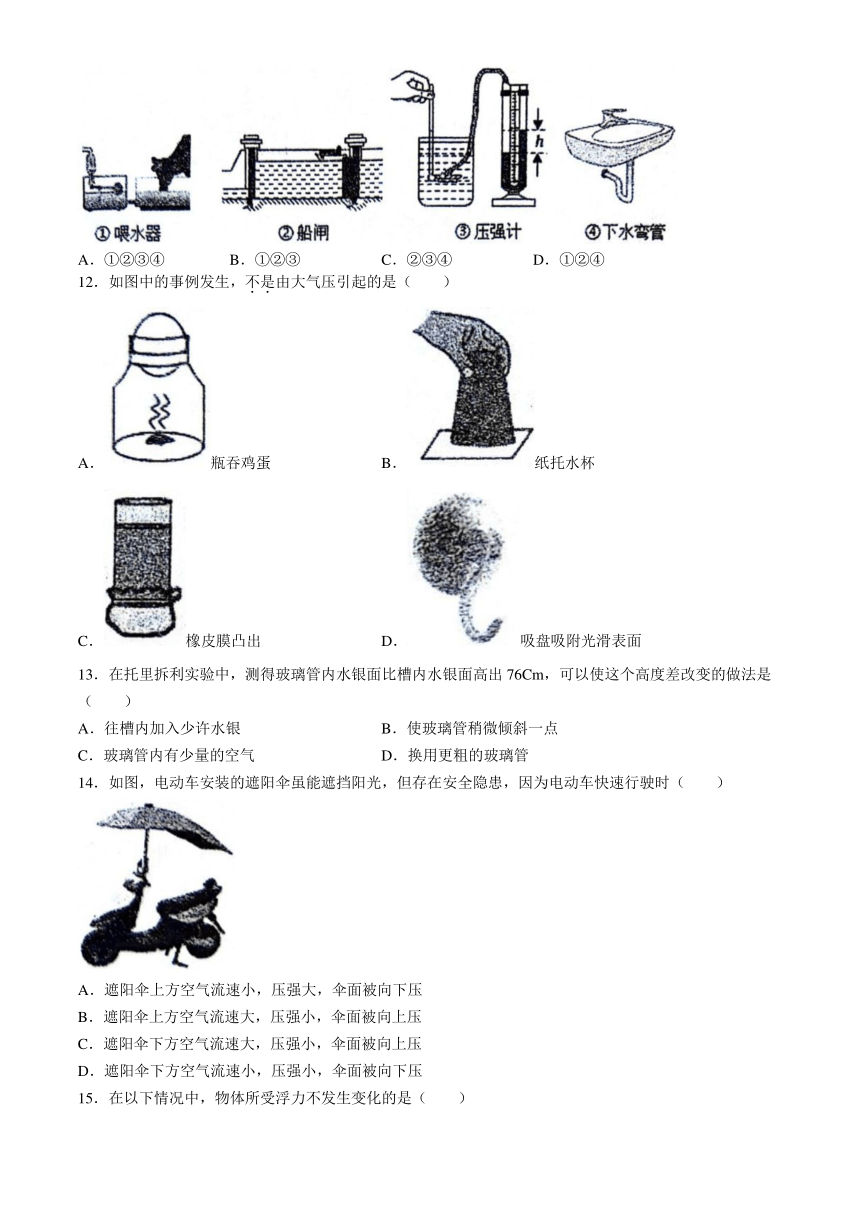 山东省淄博市桓台县2023-2024学年八年级下学期5月期中物理试题（含答案）