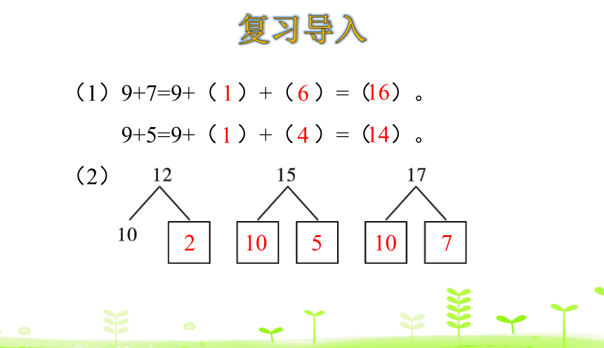 人教版数学一下2.1 十几减9 课件（20张）