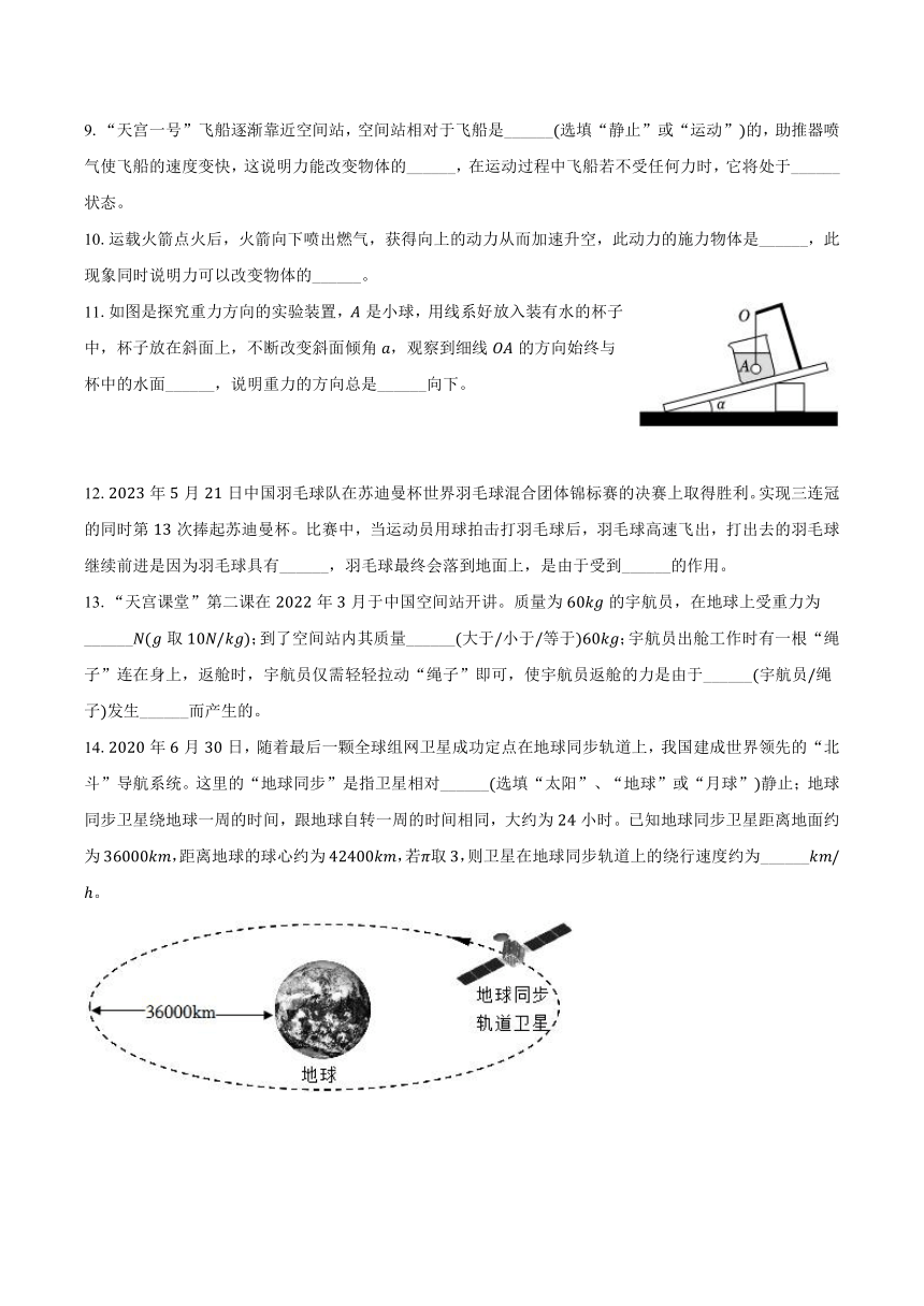 江西省南昌市名校2023-2024学年八年级（下）期中物理试卷（无答案）