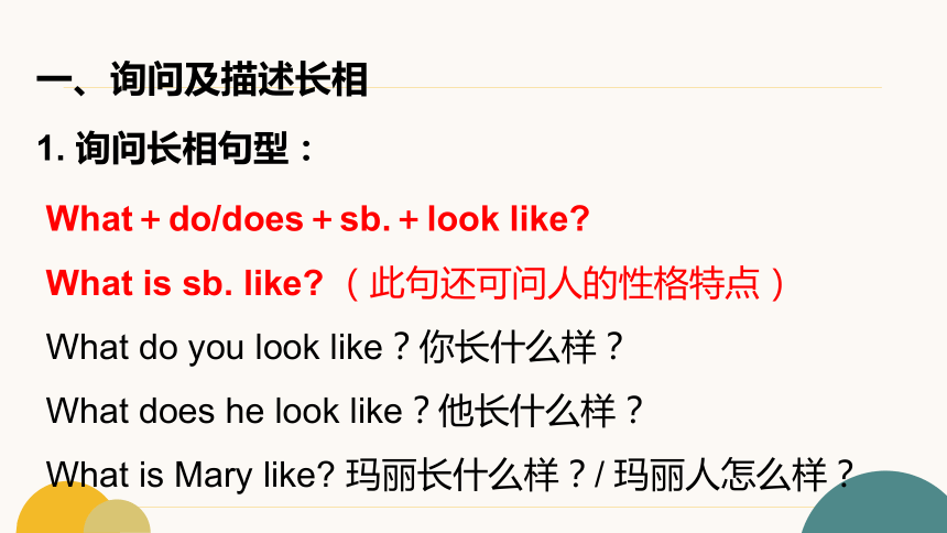 人教版七下Unit9 what does he look like.SectionA grammer focus-3c  课件