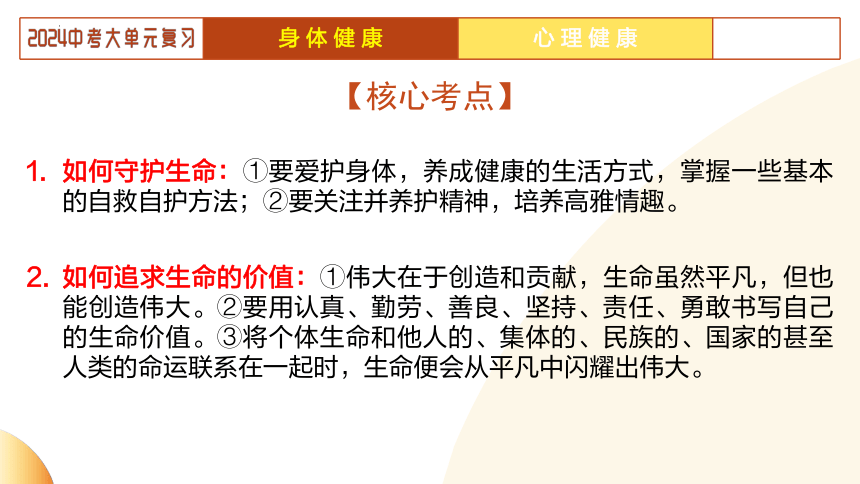 2024年中考道德与法治二轮复习讲练测 模块一  生命安全与健康教育 单元2 生命教育（示范课件）(共22张PPT)