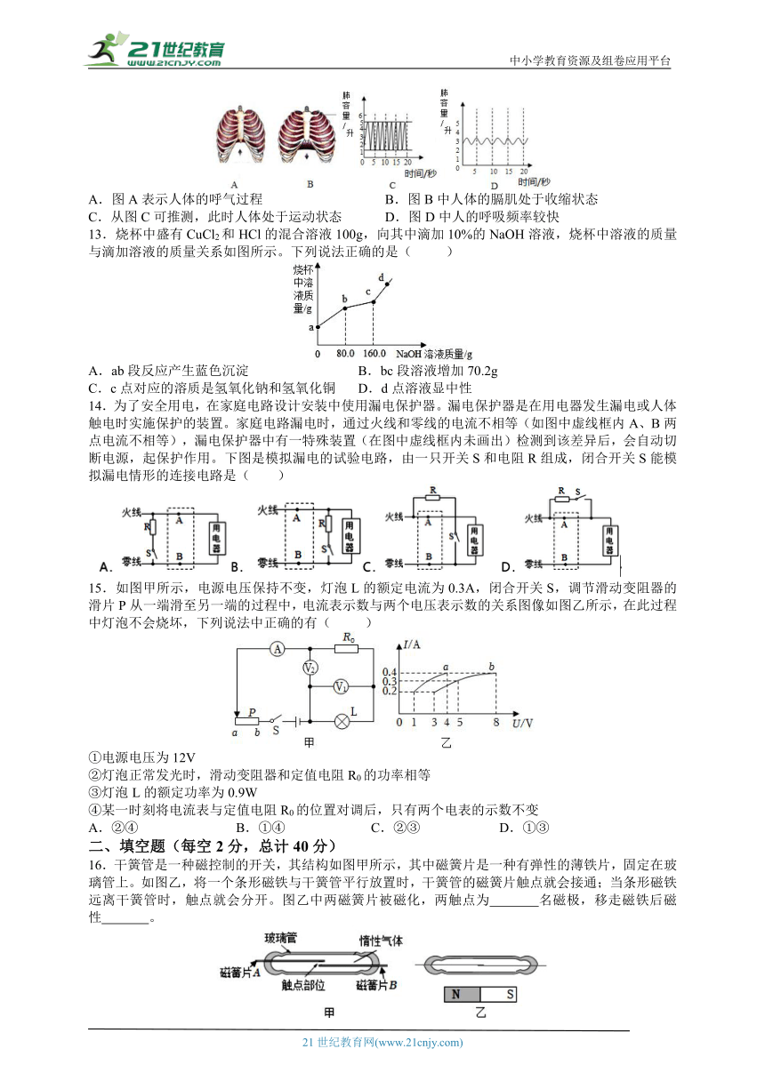 2024浙江新中考科学冲刺模拟（二）