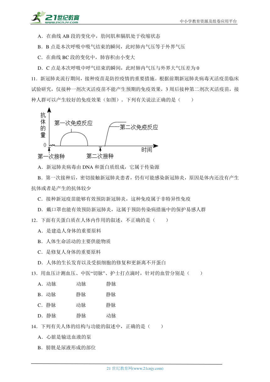 【查漏补缺】北师大版生物七年级下册期末训练卷二（含答案）