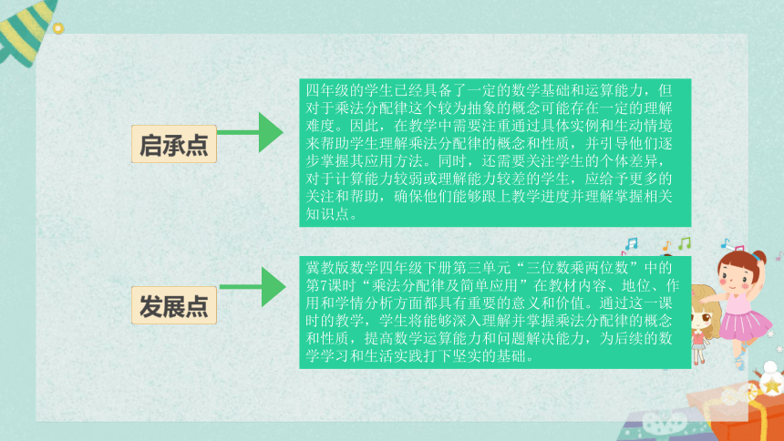 《乘法分配律及简单应用》说课课件(共21张PPT)冀教版四年级下册数学