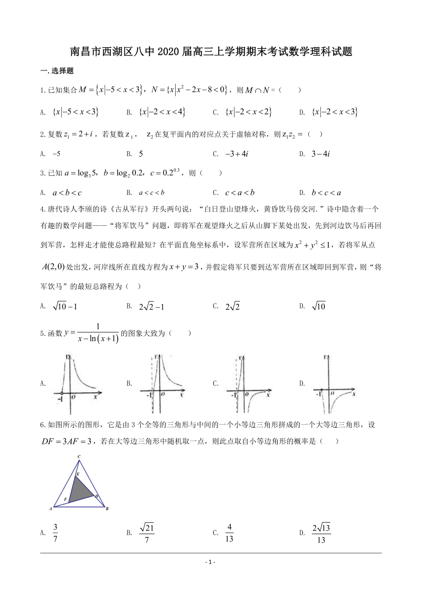 江西省南昌市西湖区八中2020届高三上学期期末考试数学理科试题 Word版含解析