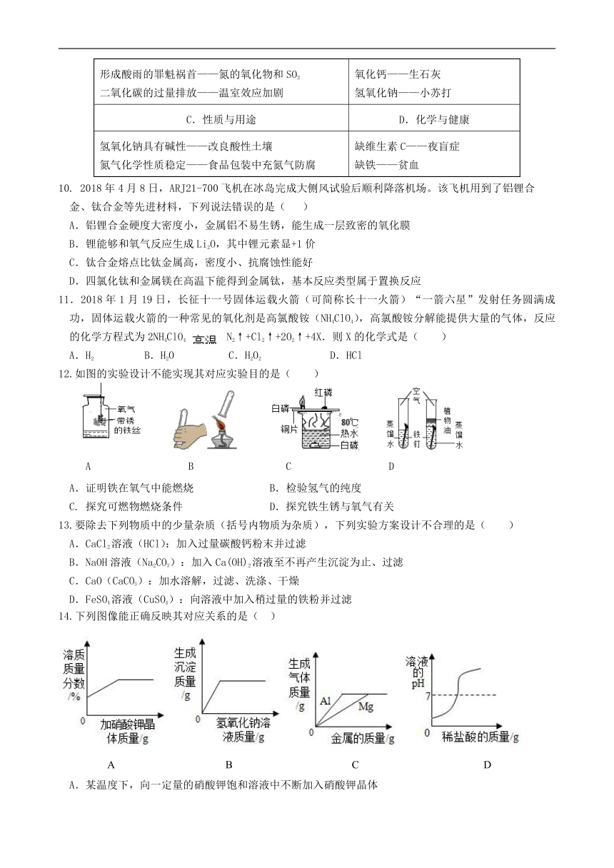 2020年广东省中考化学模拟试题(一）（含答案）