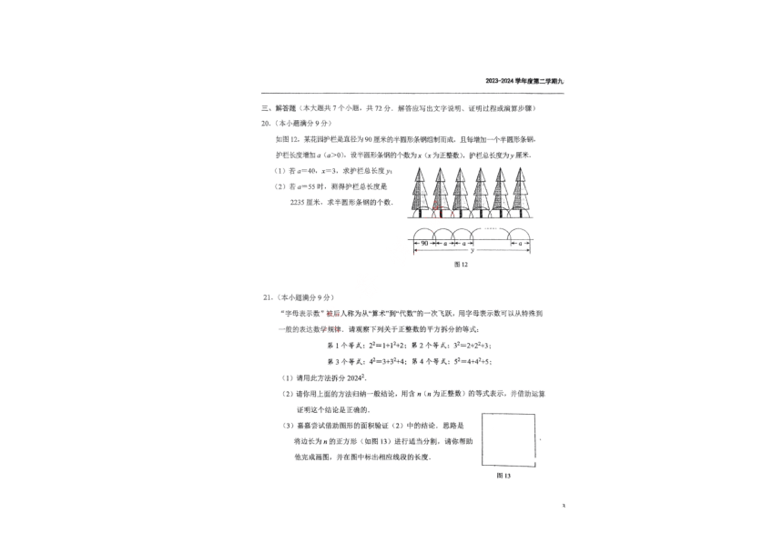 2024年河北省石家庄外国语学校（43中）九年级中考二模数学试卷（PDF无答案）