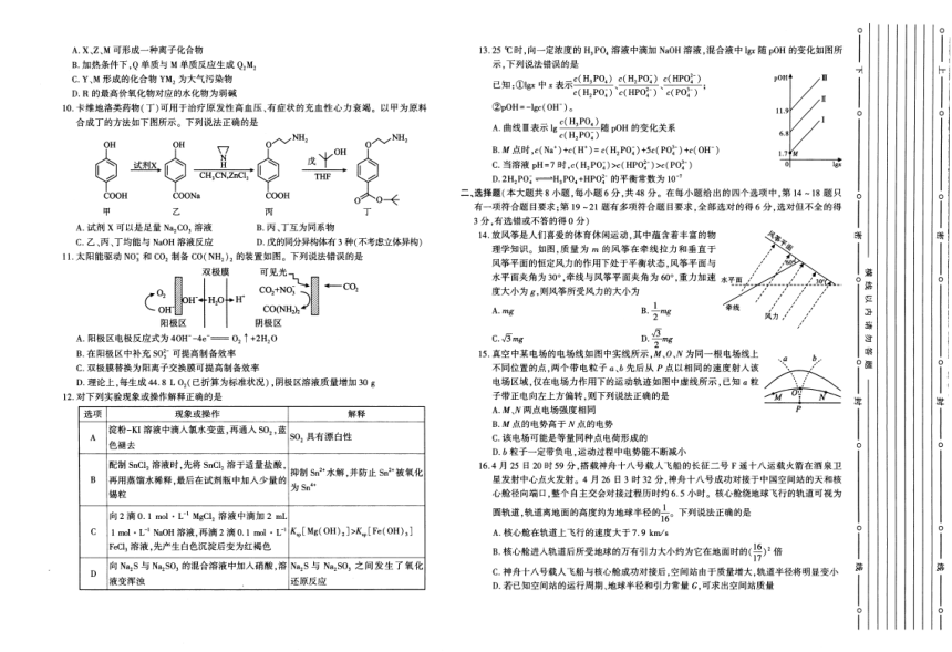 陕西省部分学校2024届高三下学期5月第一次模拟考试理综试卷（图片版含答案）