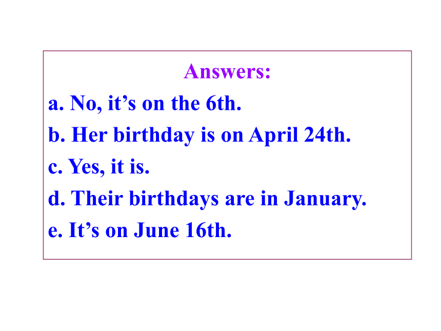人教新目标版七年级上 Unit 8 When is your birthdaySection A (Grammar Focus-3c)课件(共22张PPT)
