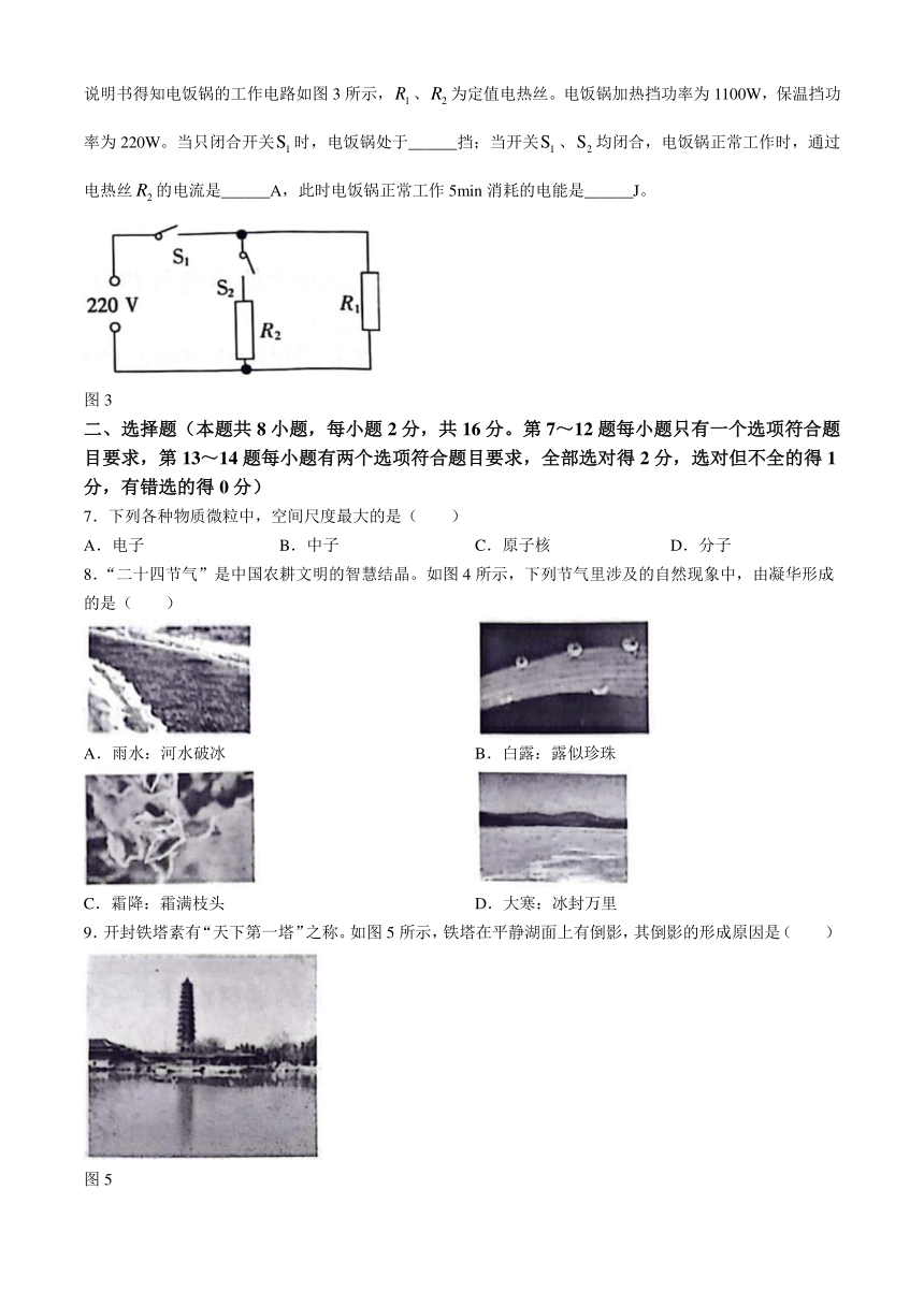 2024年河南省漯河市召陵区中考一模物理试题（含答案）
