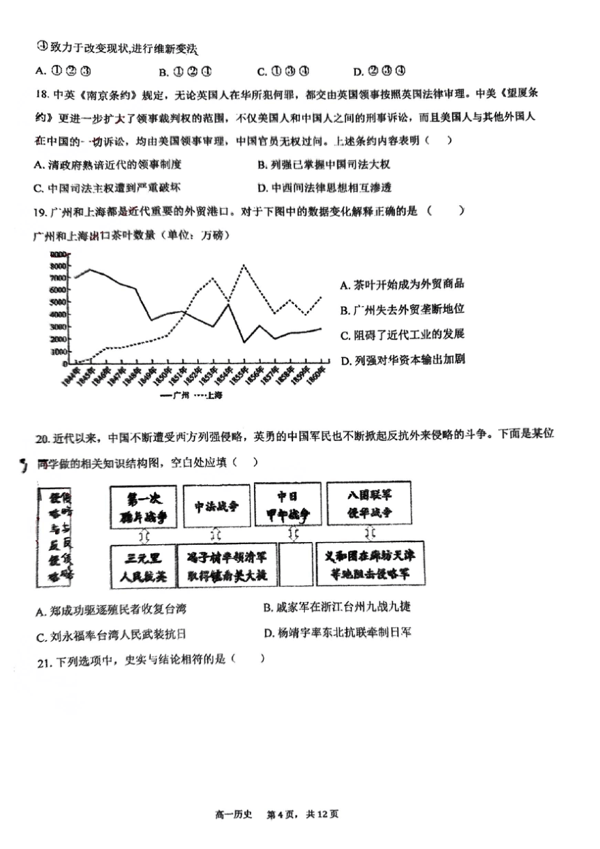 北京市顺义区第一中学2023-2024学年高一下学期期中考试历史试题（PDF版无答案）