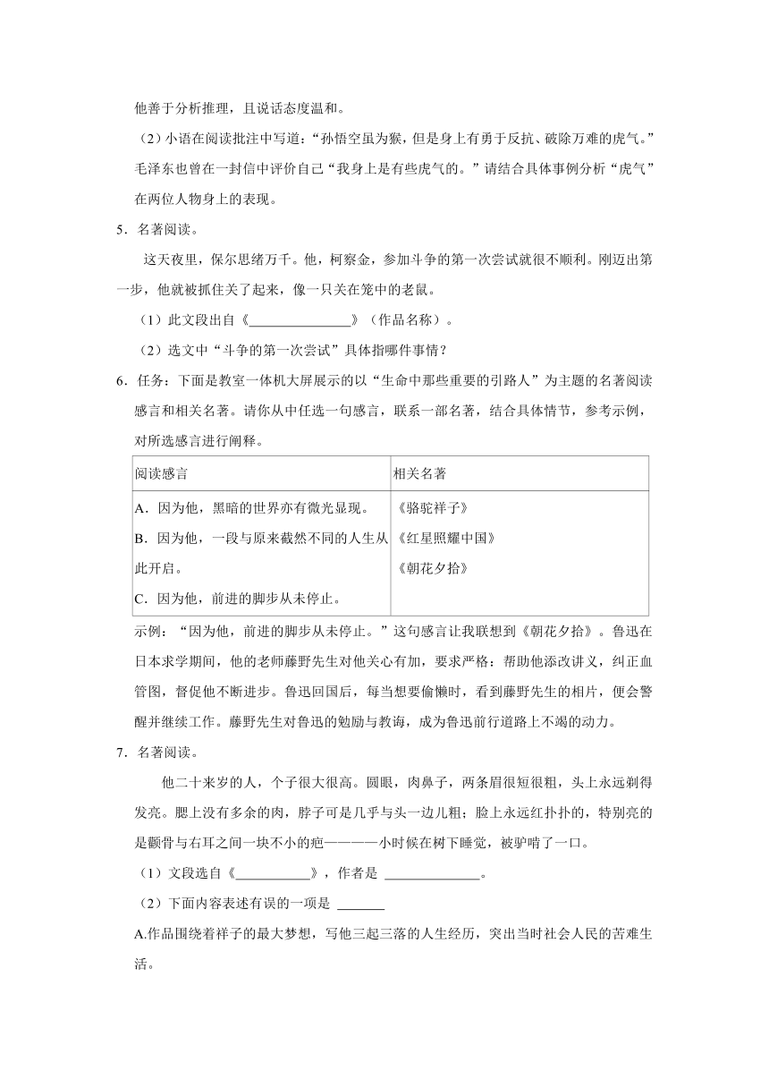 2024年中考语文难点突破——名著阅读（含解析）