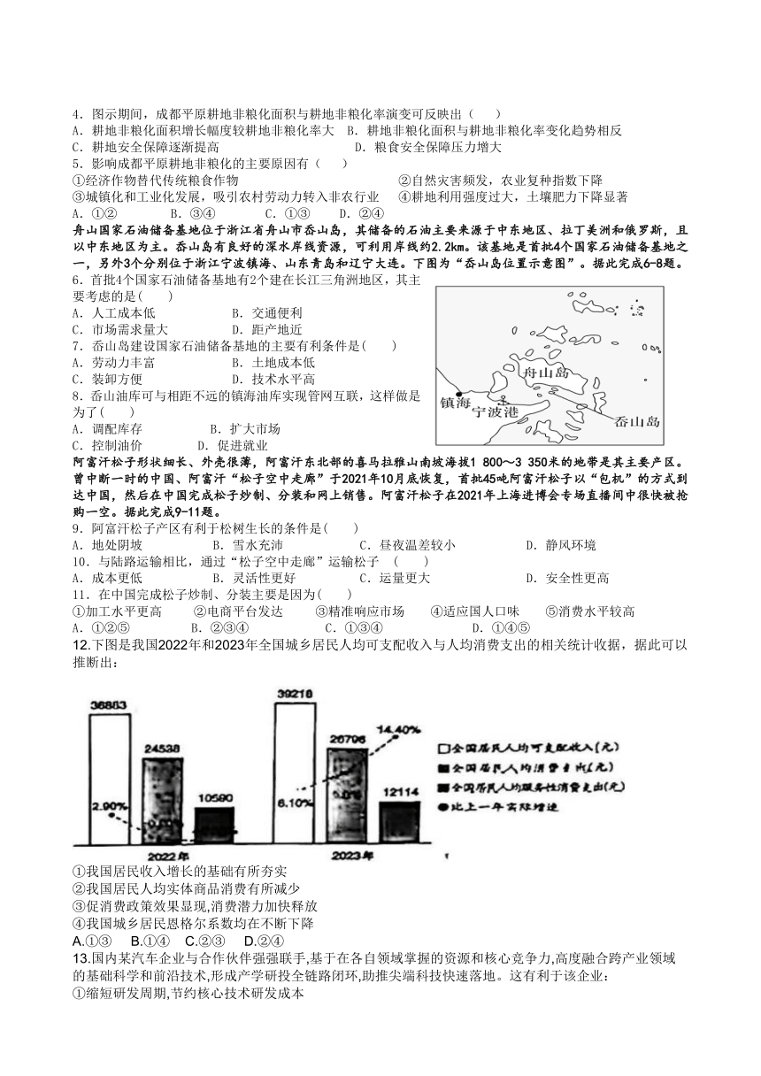 2024届四川省雅安市神州天立学校高三下学期高考冲刺考试文科综合试题（四）（含答案）