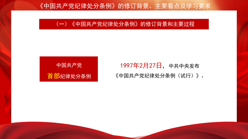 《中国共产党纪律处分条例》的修订背景、主要看点及学习要求-高中党团建设主题班会课件（共23张PPT）