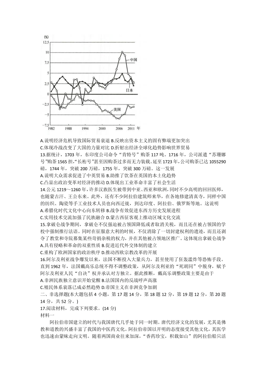 江西省于都中学等多校联考2023-2024学年高二下学期5月月考历史试题（含答案）