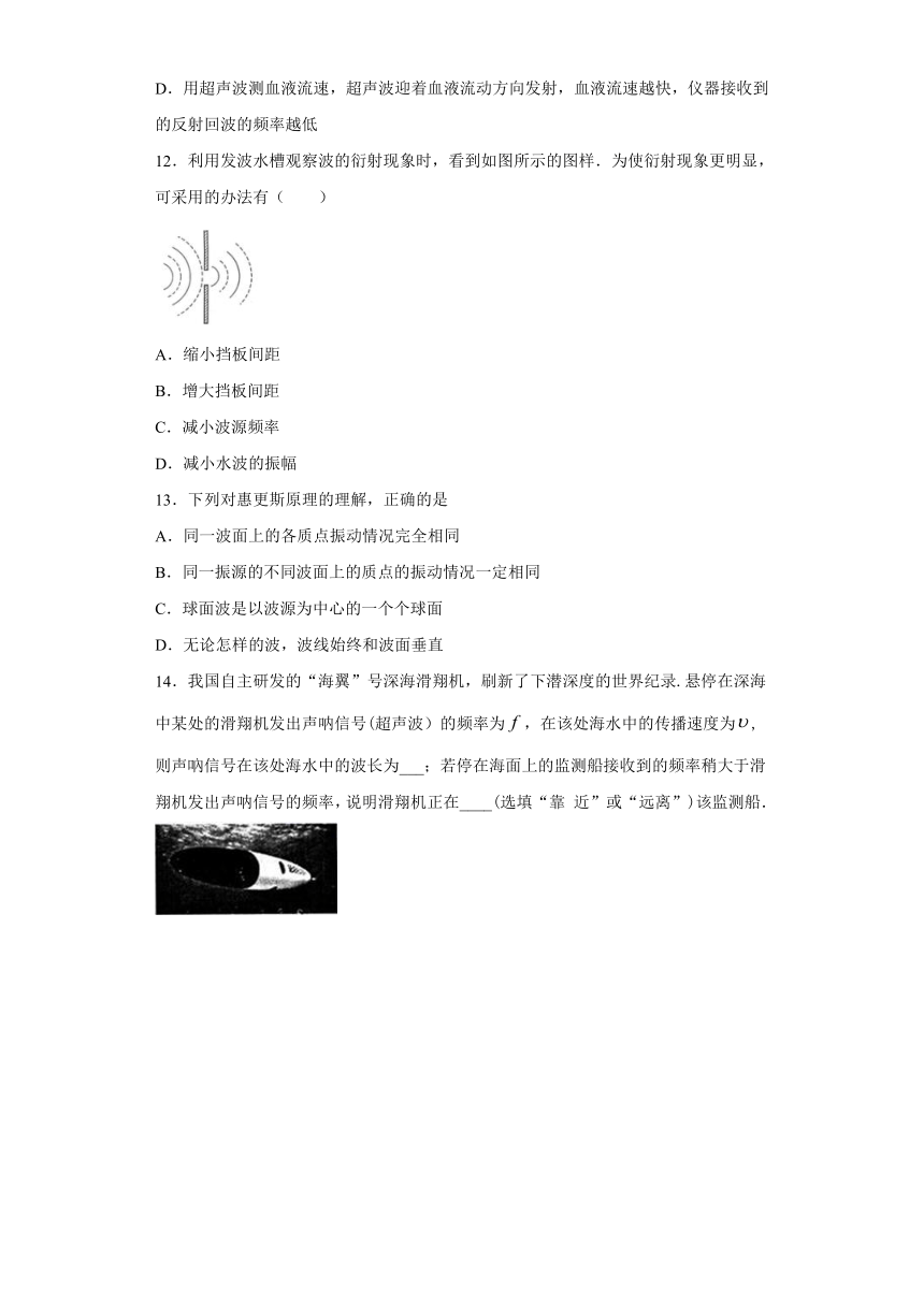 东营市胜利第三十九中学2019-2020学年高中物理鲁科版选修3-4：2.2波的反射和折射 课时作业（含解析）