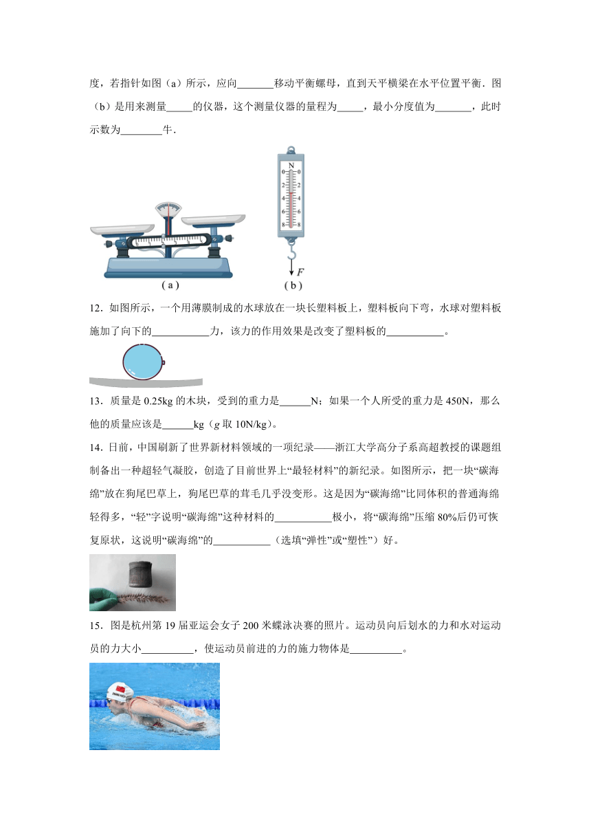 第七章 力  本章复习与测试 人教版物理八年级下册（含答案）