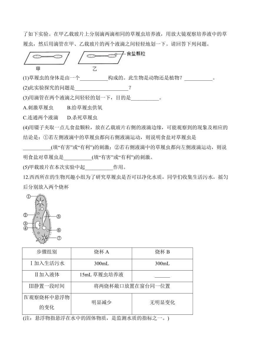 2024年中考生物二轮复习重点实验通关练——实验三 观察草履虫（含解析）
