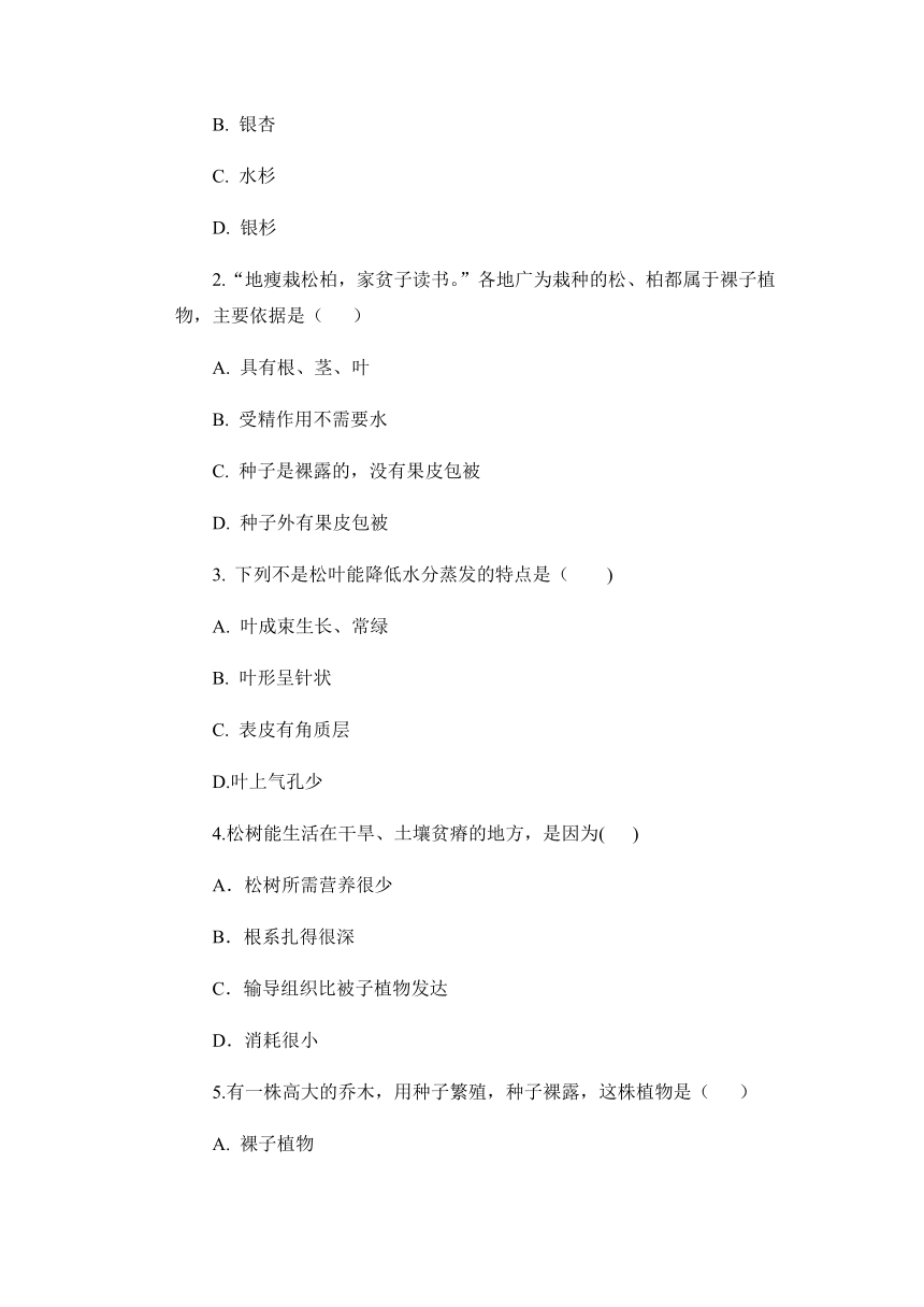 3.5裸子植物 冀教版七年级上册生物导学案