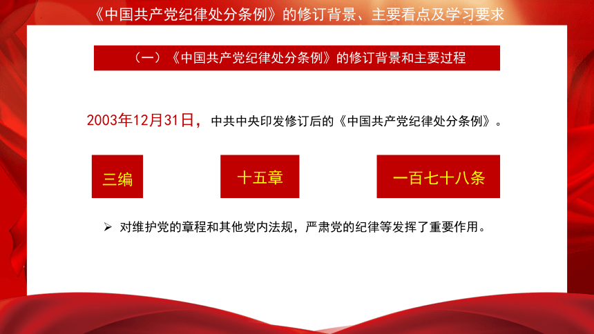 《中国共产党纪律处分条例》的修订背景、主要看点及学习要求-高中党团建设主题班会课件（共23张PPT）