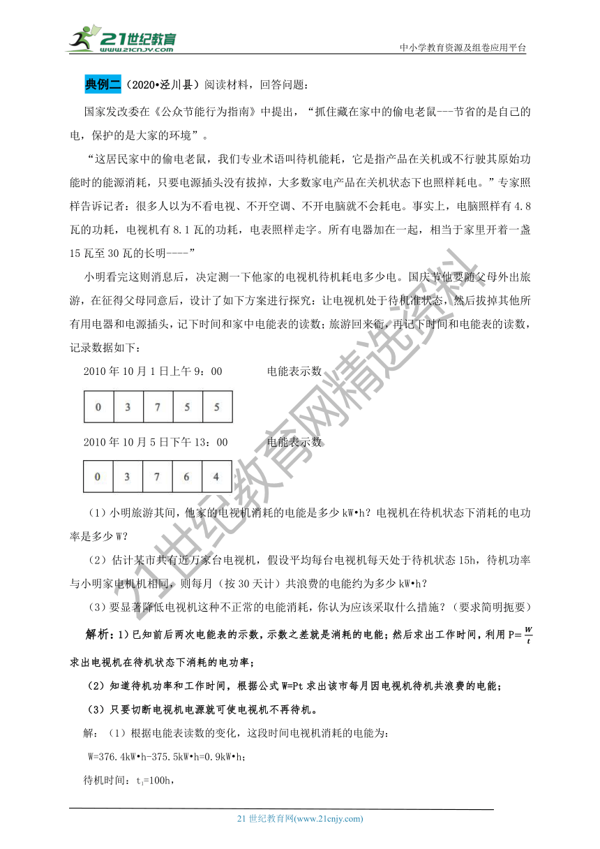 人教版中考物理万能解题模板18—第十八章 电功率(解题必备+典例精讲）