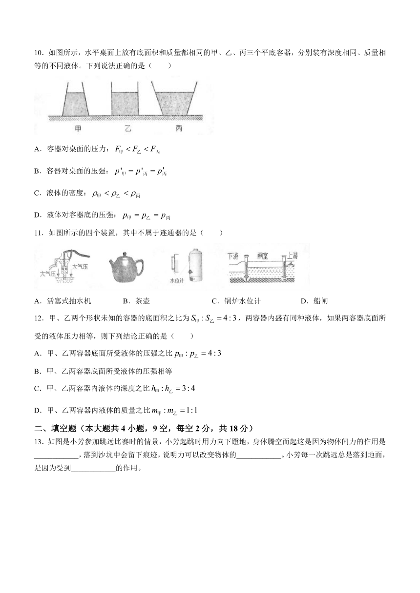 湖南省娄底市2023-2024学年八年级下学期4月期中考试物理试卷（含答案）