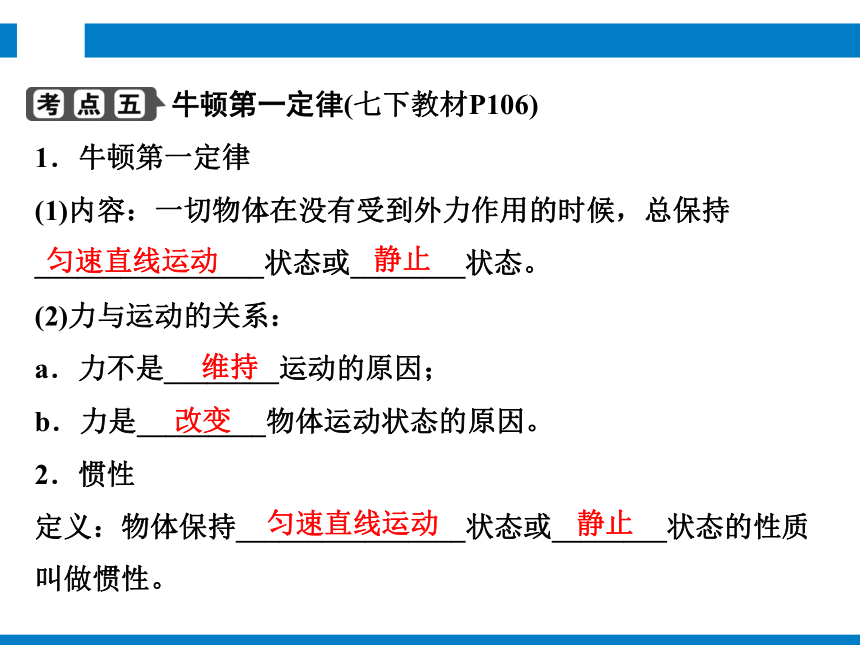 2024浙江省中考科学复习第15讲   力   牛顿第一定律（课件 34张PPT）