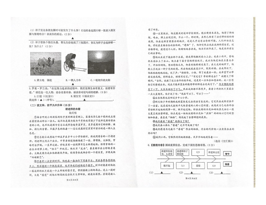 浙江省宁波市部分校2023-2024学年七年级下学期4月期中语文试题（图片版，无答案）