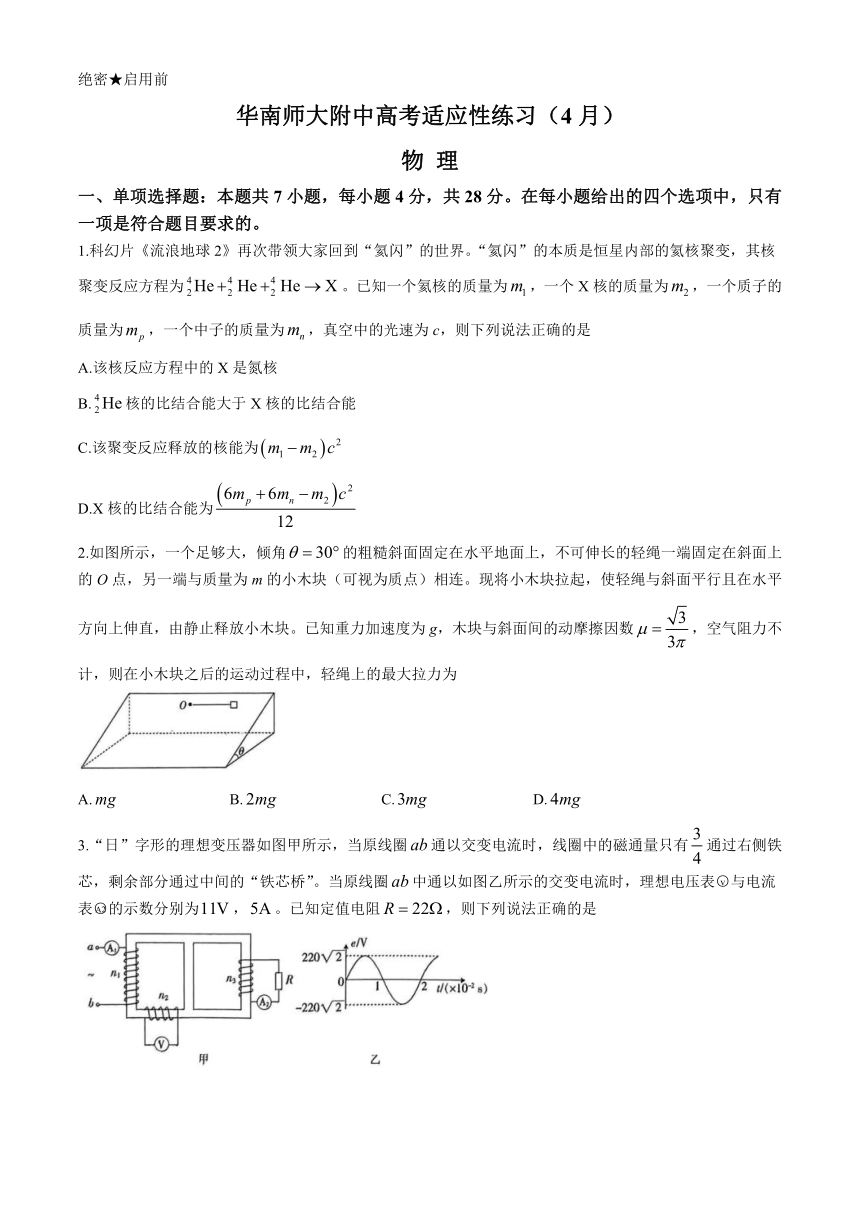 广东省华南师范大学附属中学2023-2024学年高三下学期4月高考适应性练习 物理（含解析）