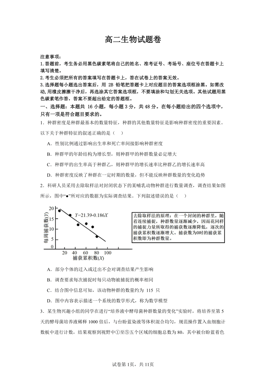 2023-2024学年湖南省长沙市浏阳市重点校联考高二下学期期中生物测试卷（含答案）