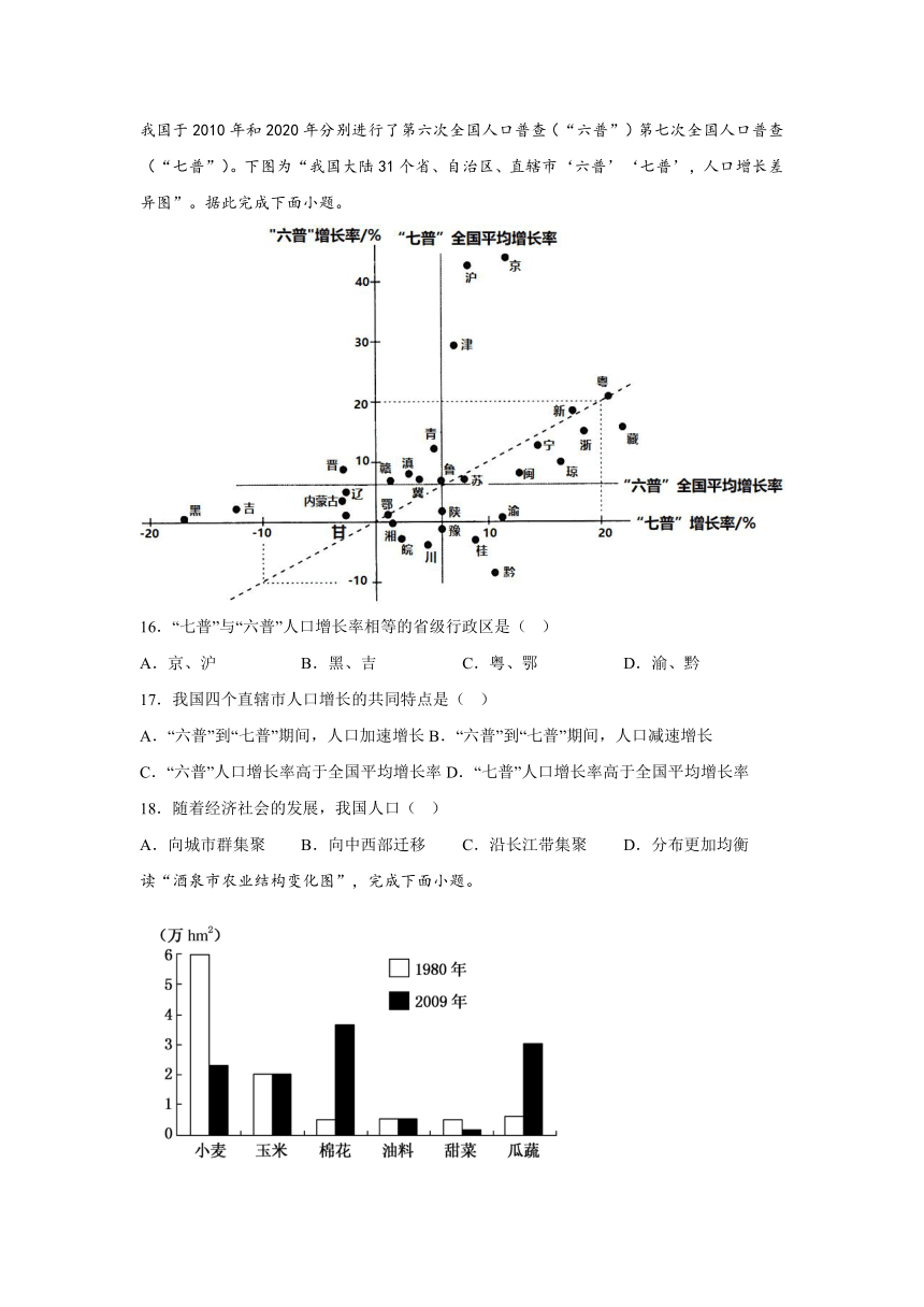 广西钦州市第四中学2023-2024学年高一下学期学业水平合格模拟考试（五）地理试题 （含答案）