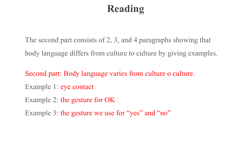 人教版（2019） 选择性必修 第一册 Unit 4 Body Language Reading and Thinking 课件(共16张PPT)