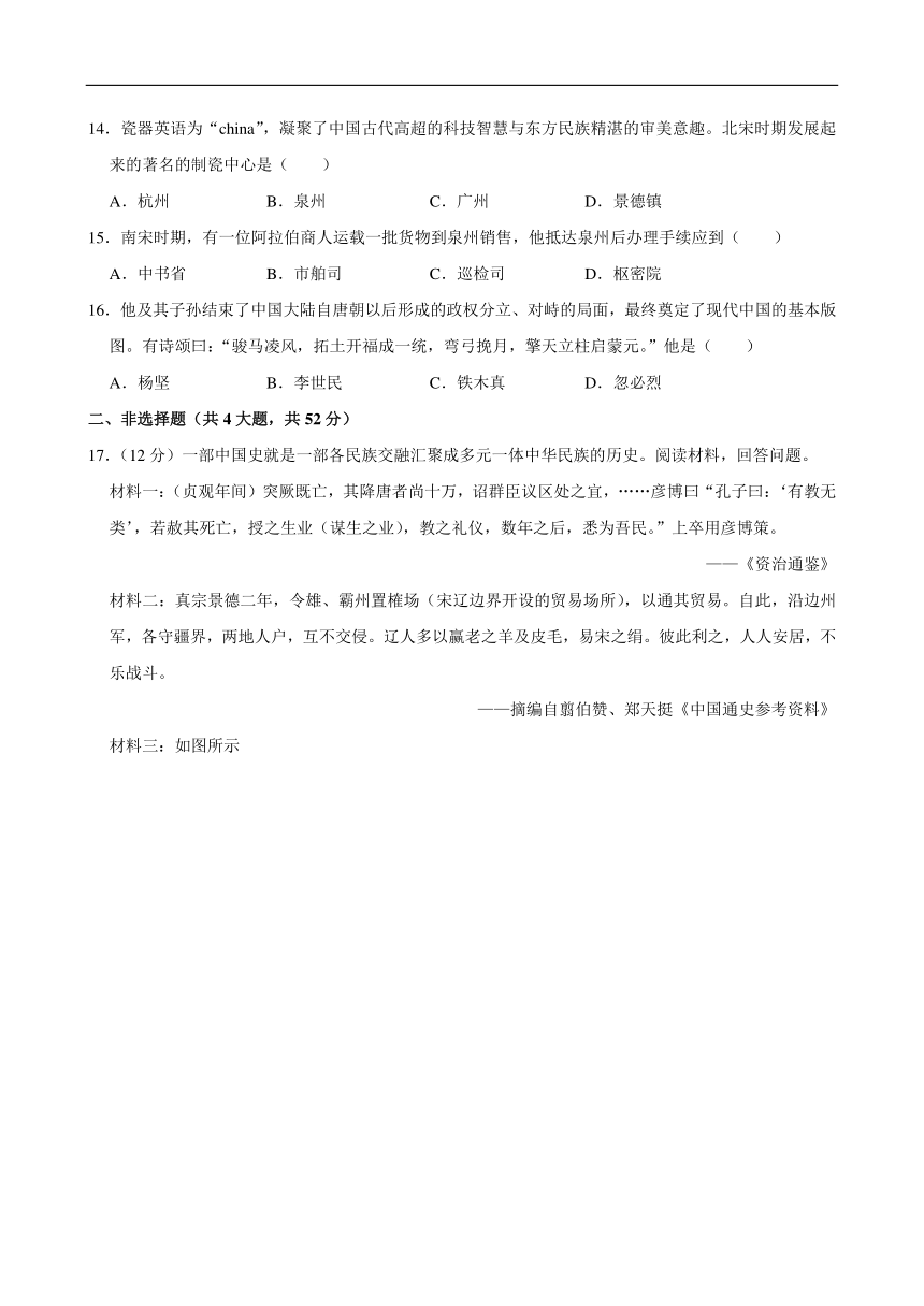 2023-2024学年湖南省长沙市长沙县七年级（下）期中历史试卷（含答案）