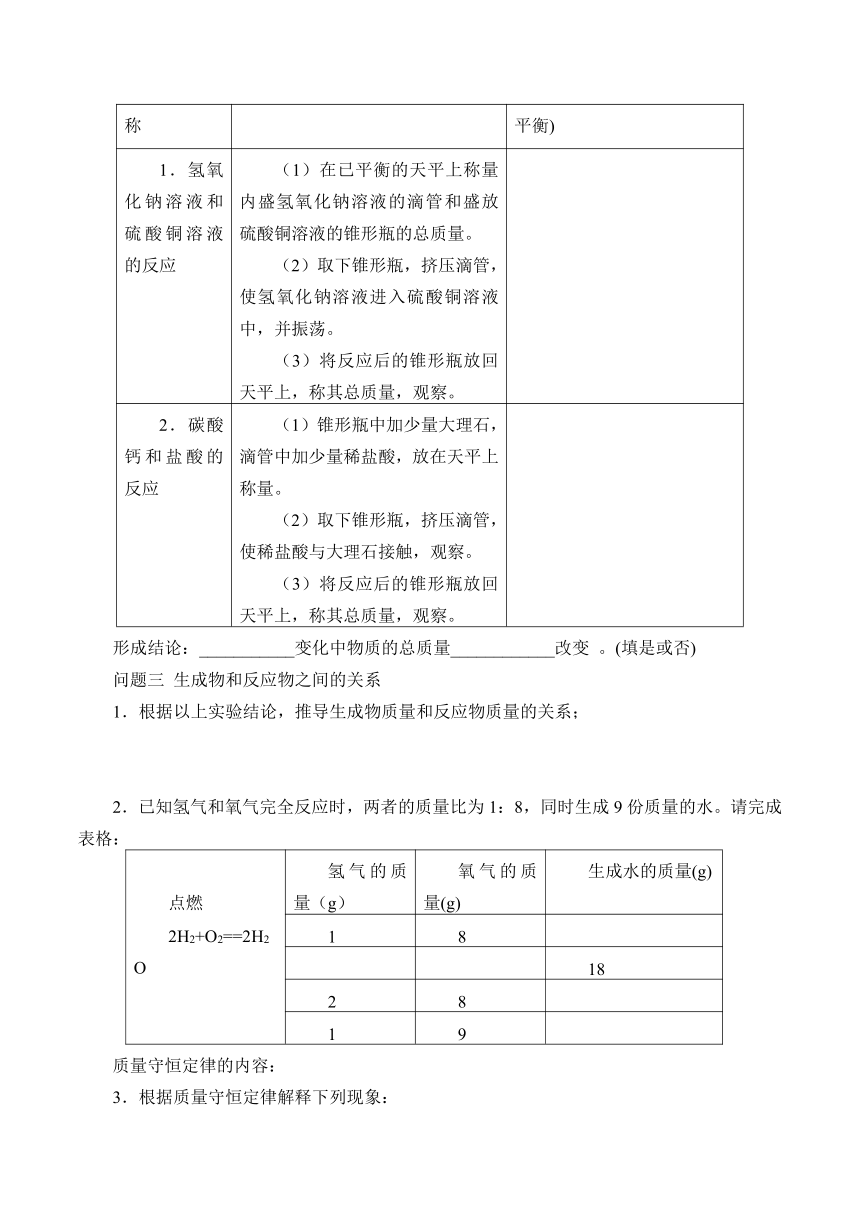 沪教版（上海）化学九年级上册2.3化学变化中的质量守恒_学案