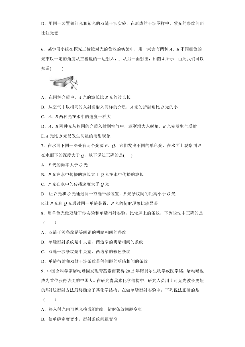 广州市白云中学2019-2020学年高中物理粤教版选修3-4：4.6光的衍射和偏振 同步练习（含解析）