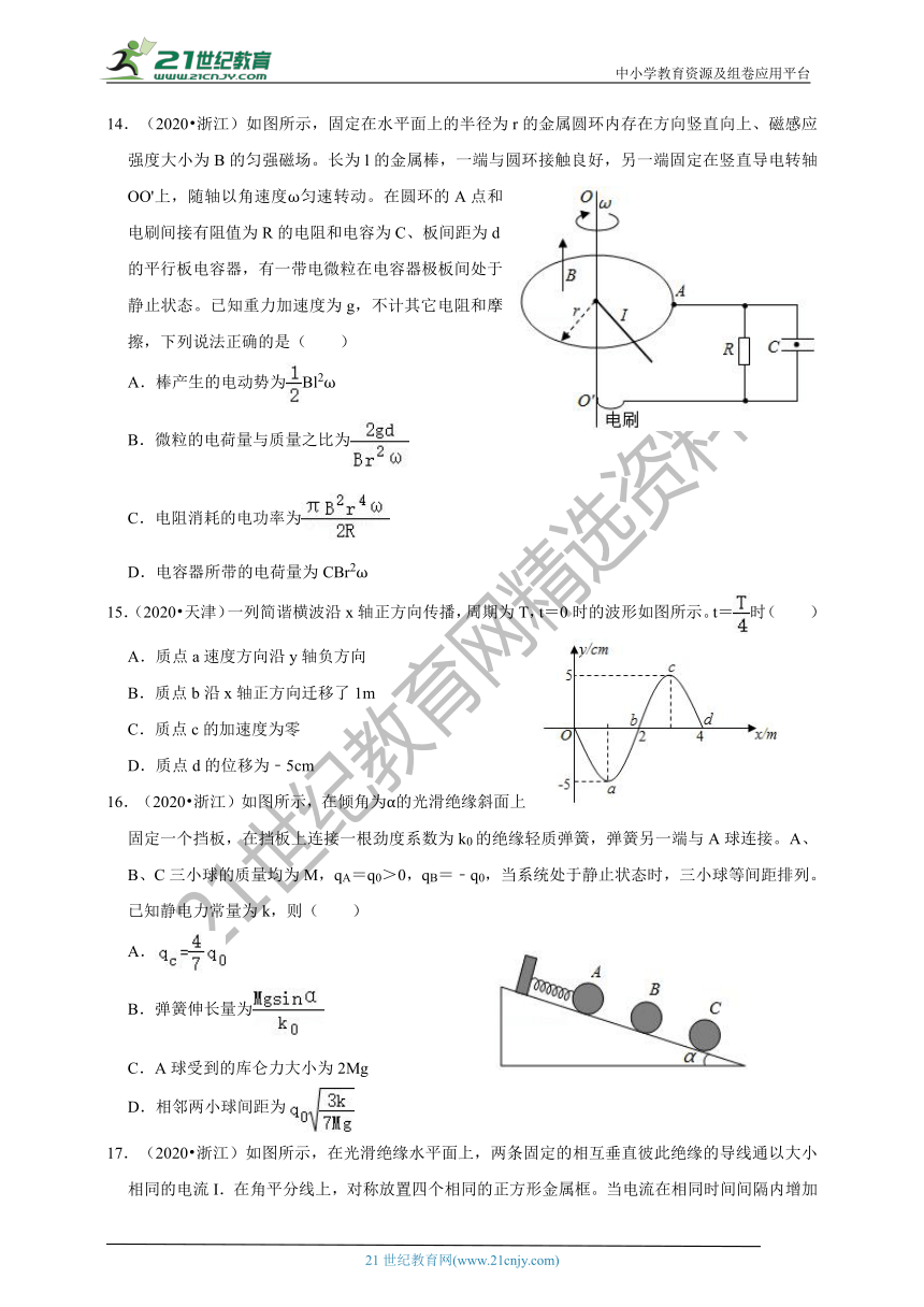 2020年高考物理真题分类汇编  电磁学部分（含解析）