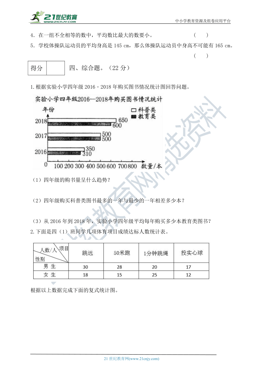 人教版四年级数学下册第八单元质量检测试卷2（有答案）