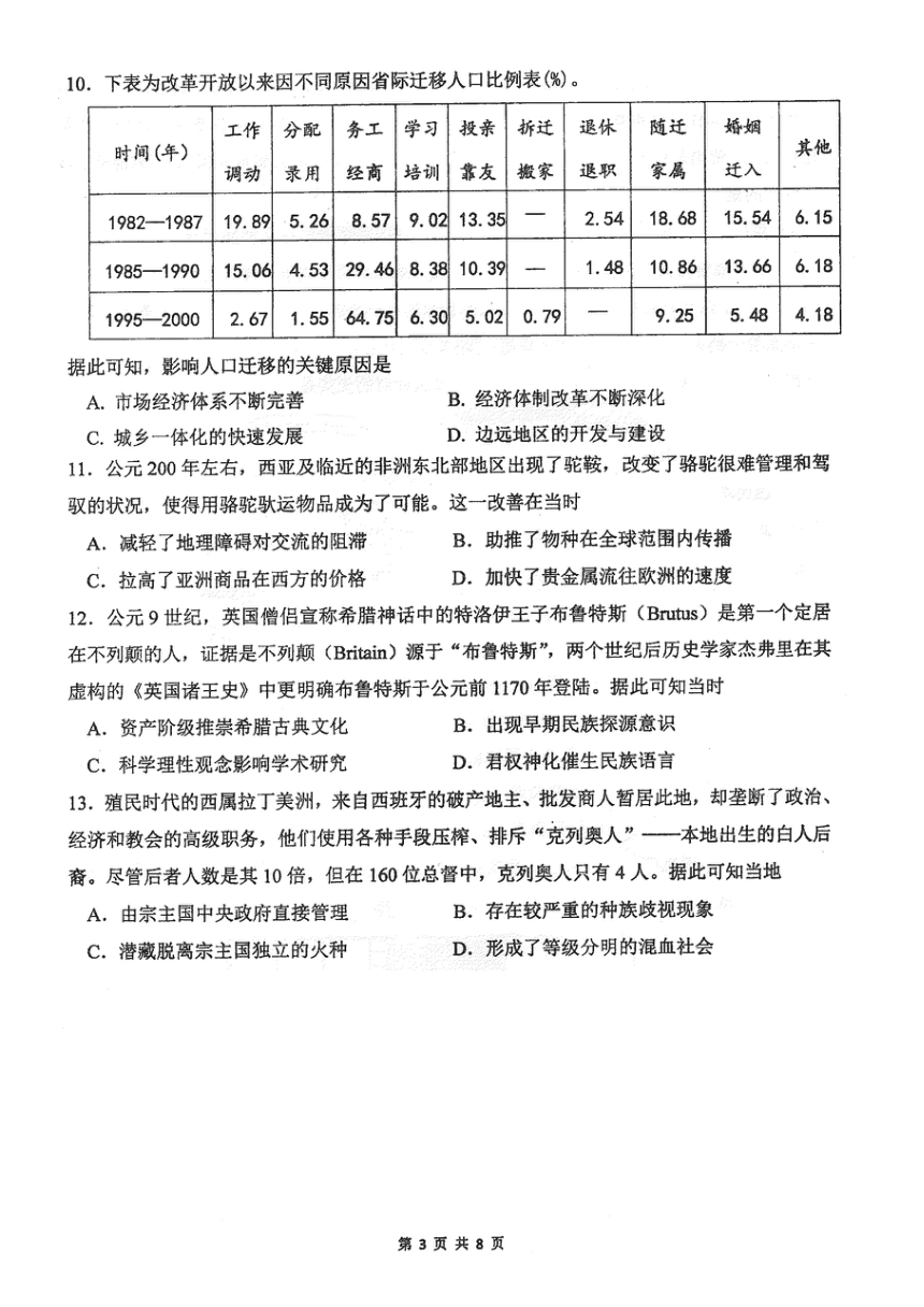 2024届黑龙江省佳木斯市第一中学高三下学期第三次模拟考试历史试题（PDF版含答案）