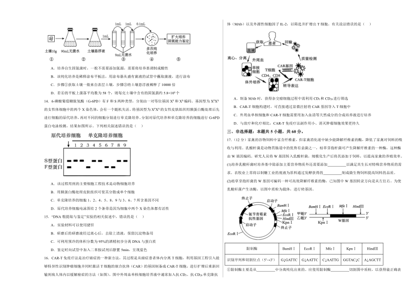 江西省上饶艺术学校2023-2024学年高二下学期生物5月测试卷（含解析）