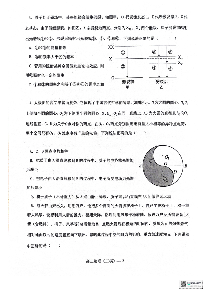 辽宁省协作校2023-2024学年高三下学期第三次模拟考试物理试卷（PDF版无答案）