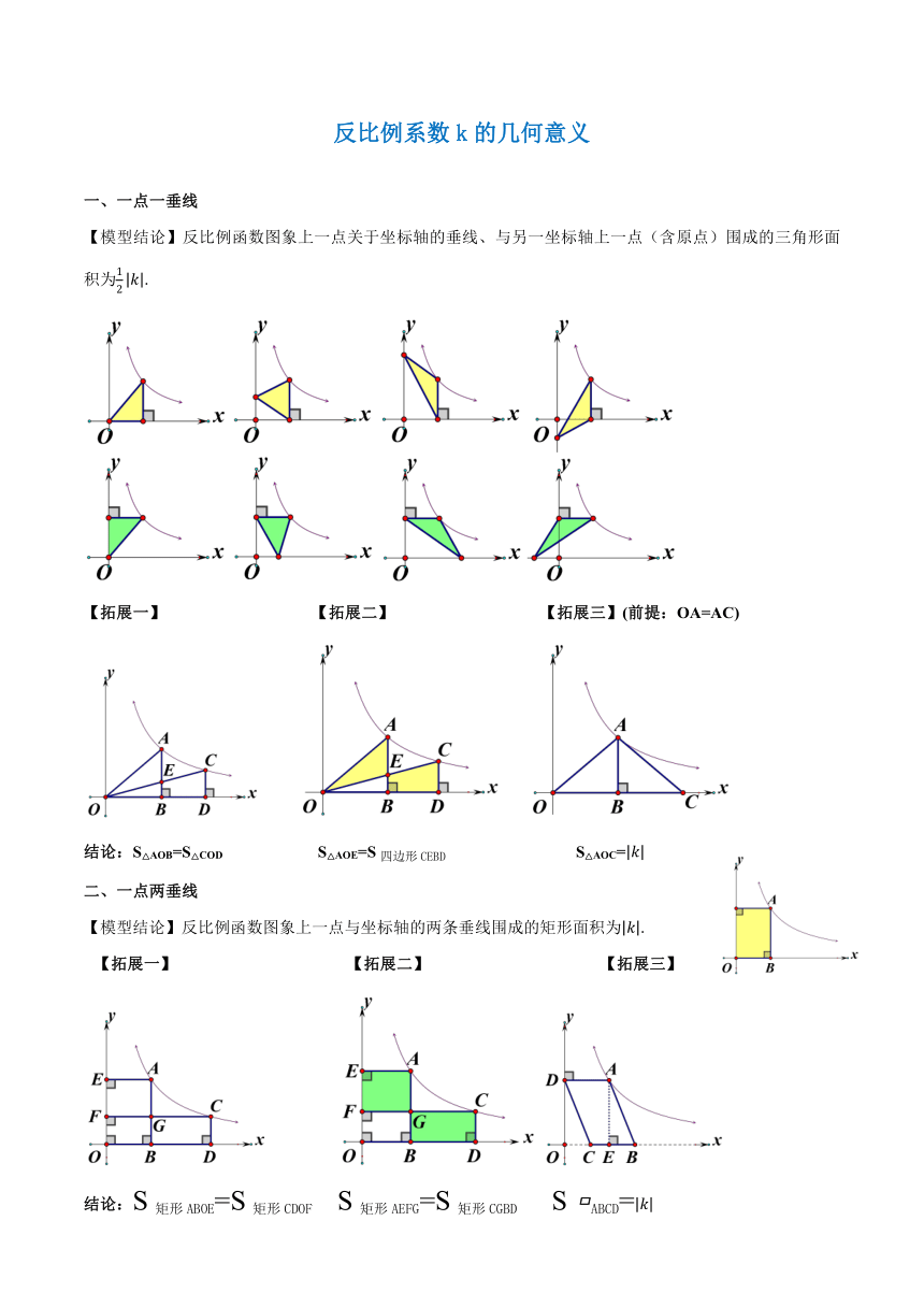 初中数学浙教版八年级下册6.2反比例系数k的几何意义学案（无答案）