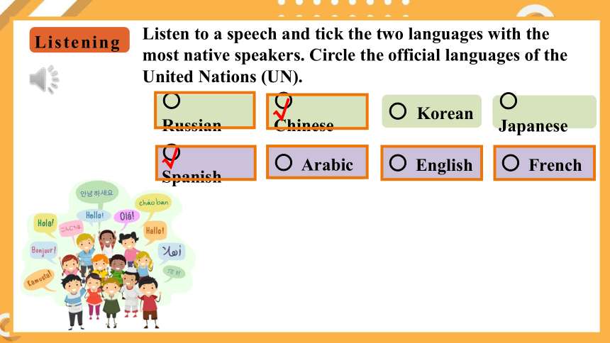 人教版（2019）必修第一册Unit 5 Languages Around the World  Period 1 Listening and Speaking 课件（共18张PPT，内镶嵌音频）